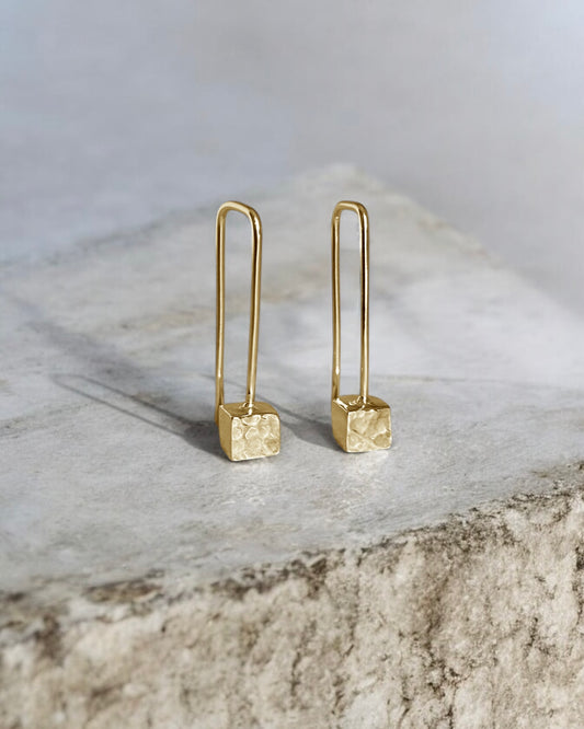 Gold Cube Earrings