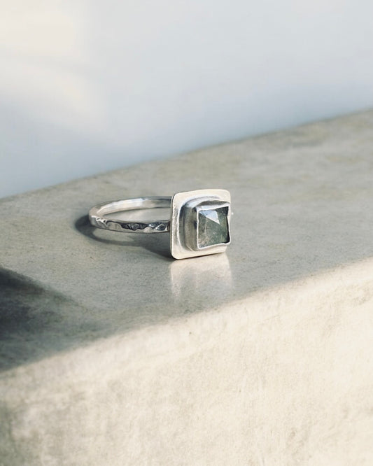 Squared Labradorite Ring