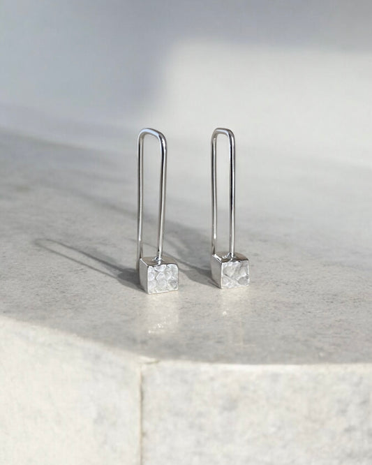 Silver Cube Earrings